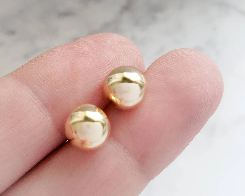 Rose gold women earrings-Round Stud Earrings