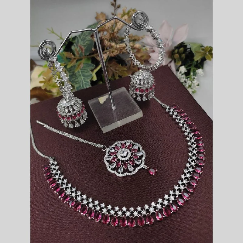 Small women necklaces-Aamrapali  American Diamond Necklace Set