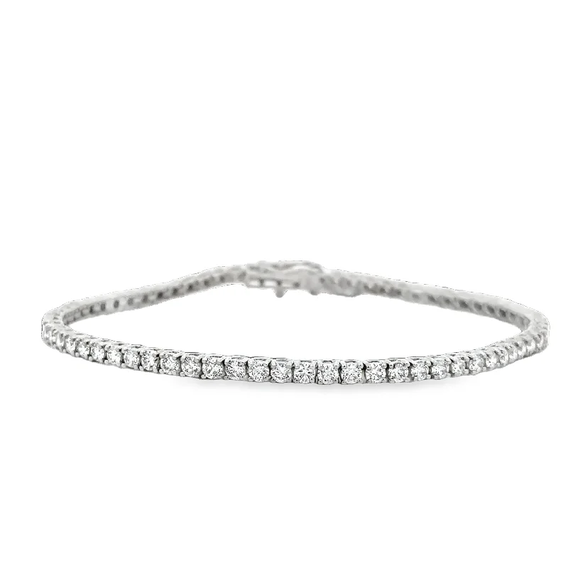 Bracelets with charms for women-3.0 CTW Diamond Tennis Bracelet in White Gold