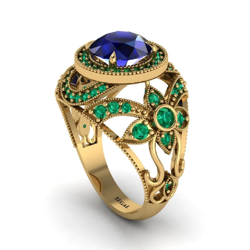 Engagement rings with sapphires for women-Edwardian Gold Engagement Ring Royal Antique With Sapphire - Abbie No. 28