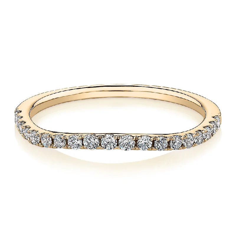 Custom diamond women rings-Curved wedding or eternity band in 10 carat yellow gold