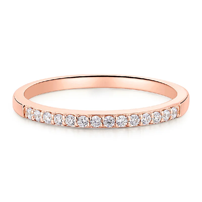 Luxury women rings-Wedding or eternity band in 14 carat rose gold