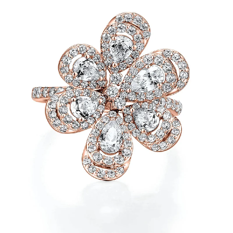 Custom women rings-Dress ring with 2.11 carats* of diamond simulants in 10 carat rose gold