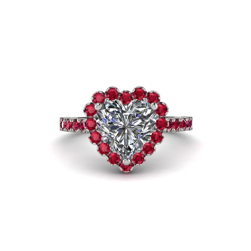 One-of-a-kind engagement rings for women-Halo Heart Diamond Pave Engagement Ring - Gail No. 48