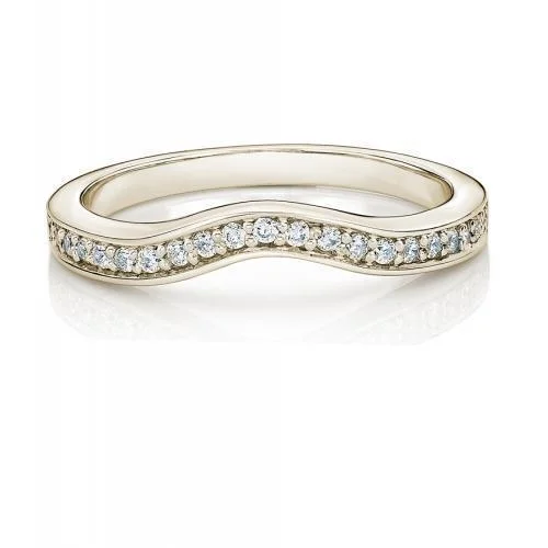 Fashion women rings-Curved wedding or eternity band in 14 carat yellow gold