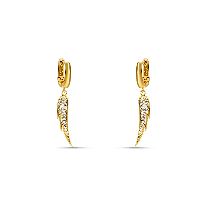 Diamond stud women earrings-Angel Wing Earrings - Vermeil