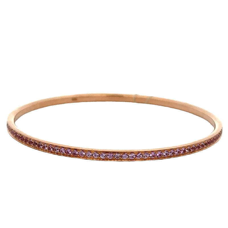 Pearl women bracelets-Pink Sapphire Bangle Bracelet in 18k Yellow Gold