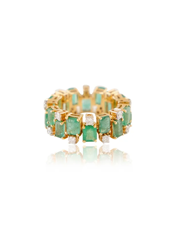 Luxury wedding women rings-Diamond Emerald Ring