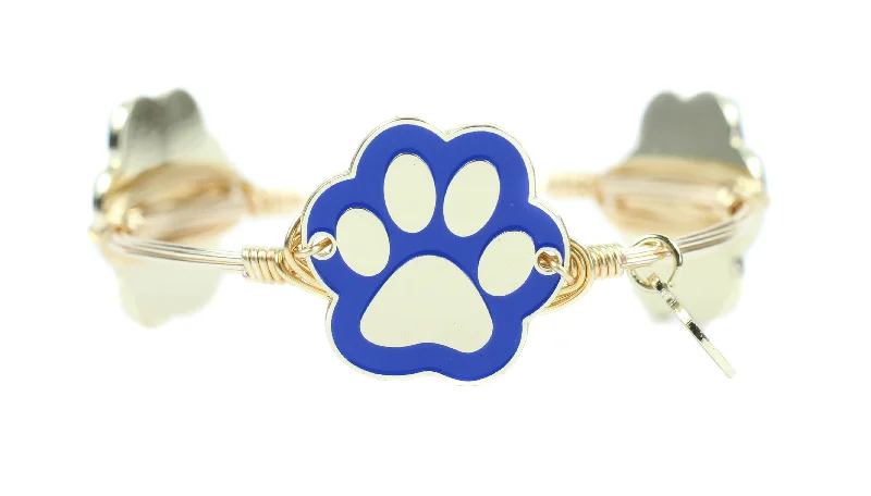 Geometric women bracelets-The Blue + Gold Paw Print Bangle Bracelet