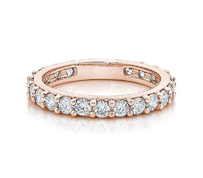 Elegant wedding women rings-All-rounder eternity band with 1.5 carats* of diamond simulants in 14 carat rose gold