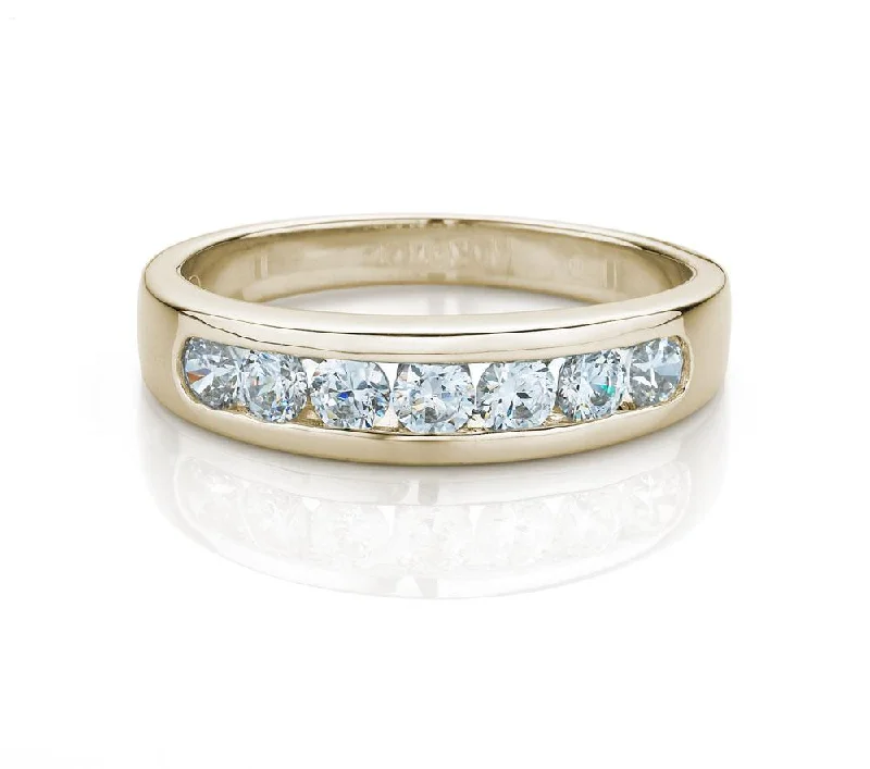 Vintage women rings-Wedding or eternity band with 0.56 carats* of diamond simulants in 14 carat yellow gold