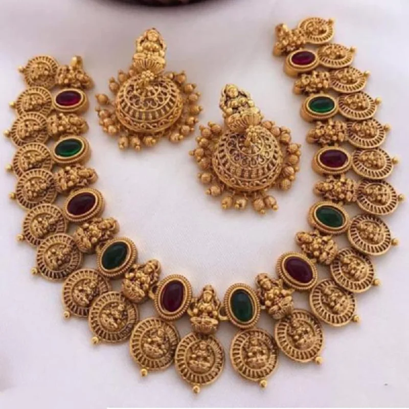 Custom pendant women necklaces-Manisha Jewellery Gold Plated Temple Necklace Set