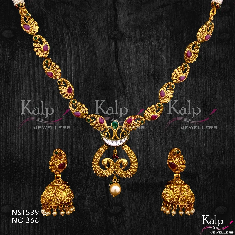 Multicolored women necklaces-Kalp Jewellers Copper Gold Plated Necklace Set