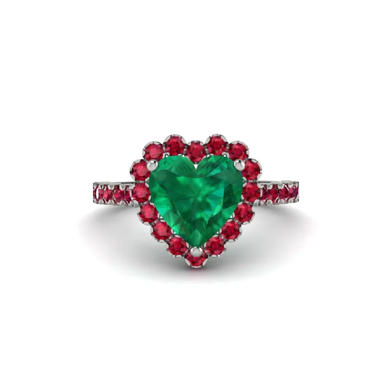 Eco-friendly engagement rings for women-Halo Heart Emerald Pave Engagement Ring - Gail No. 51