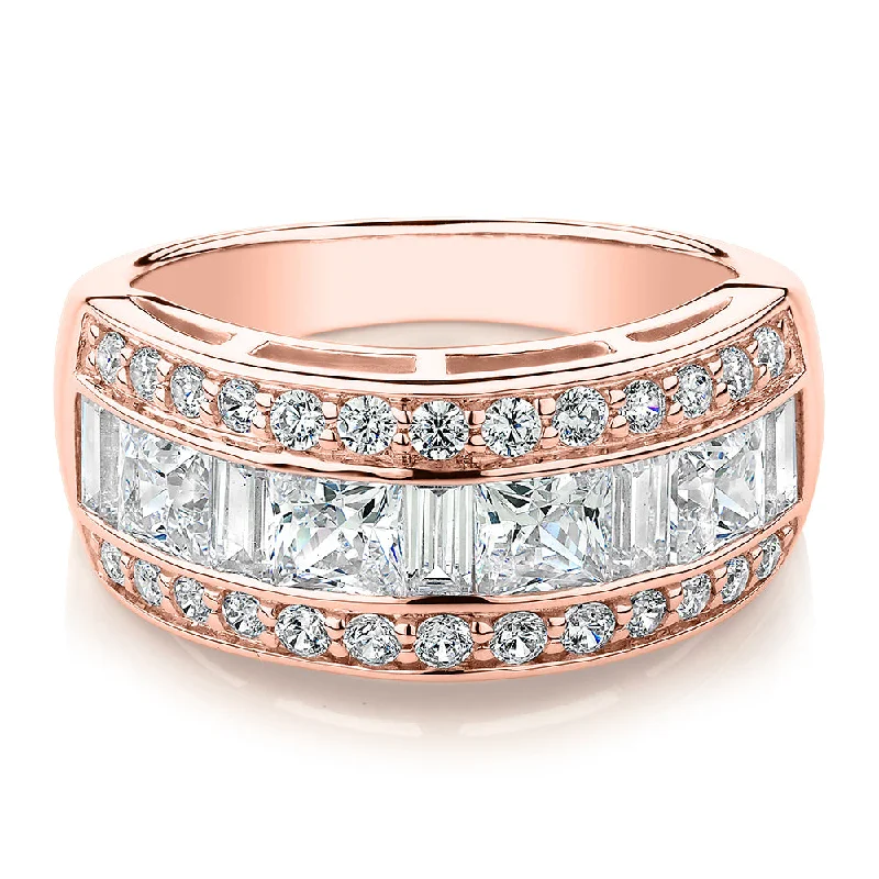 Moon women rings-Dress ring with 2.7 carats* of diamond simulants in 10 carat rose gold