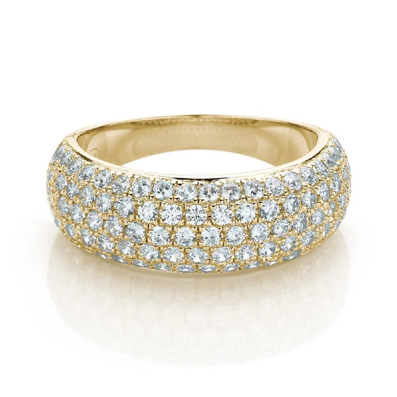 Flower women rings-Dress ring with 1.4 carats* of diamond simulants in 10 carat yellow gold