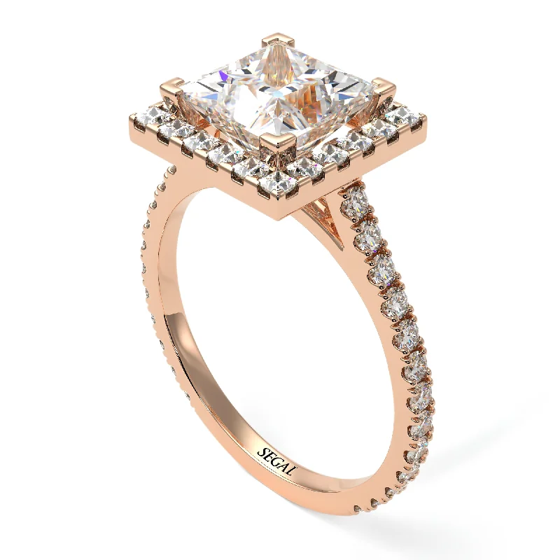 Engagement rings with princess-cut diamonds for women-Princess-Cut Floating Halo Diamond Engagement Ring - Candice No. 2