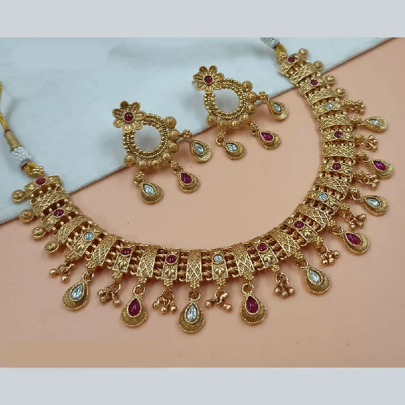 Love women necklaces-Padmawati Bangles Gold Plated Pota Stone Necklace Set