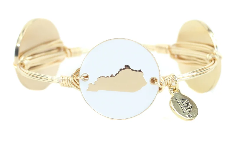 Heart-shaped women bracelets-The Gold + White Kentucky Bangle Bracelet