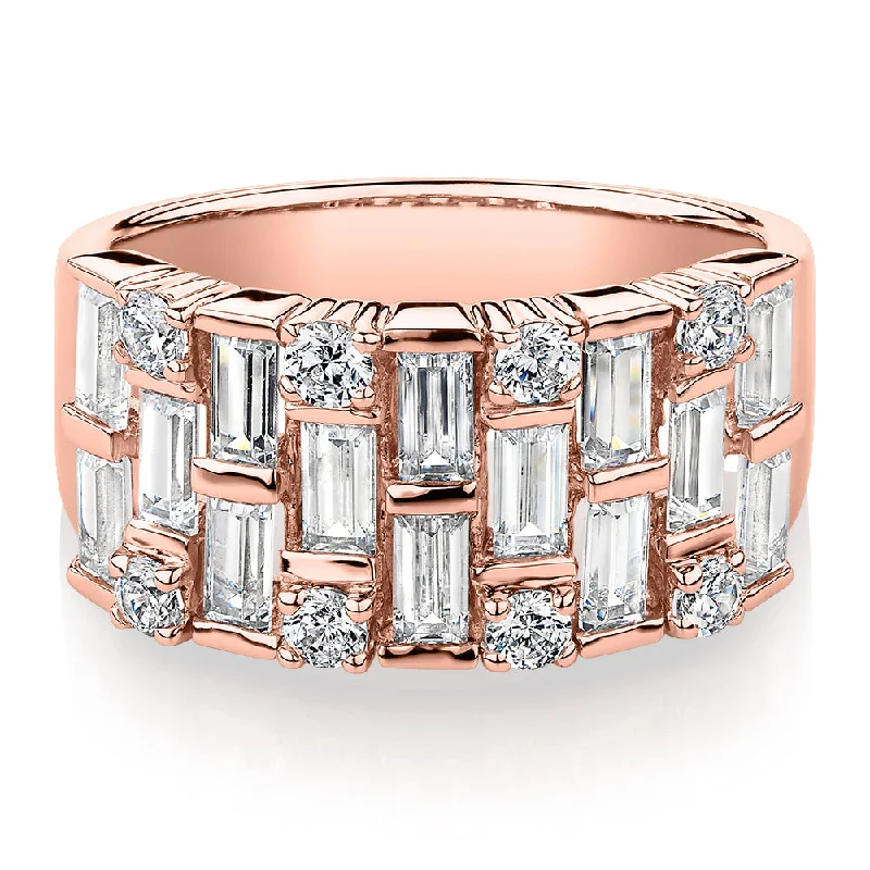 Stackable women rings-Dress ring with 2.44 carats* of diamond simulants in 10 carat rose gold