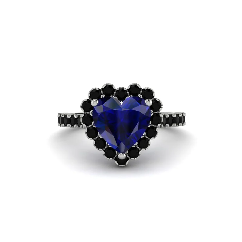 Engagement rings with a twist on tradition for women-Halo Heart Sapphire Pave Engagement Ring - Gail No. 45