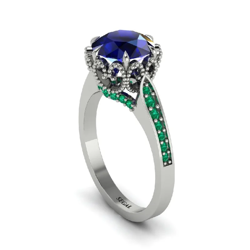 Engagement rings with opals for women-Sapphire Milgrain Engagement Ring - Yara No. 30