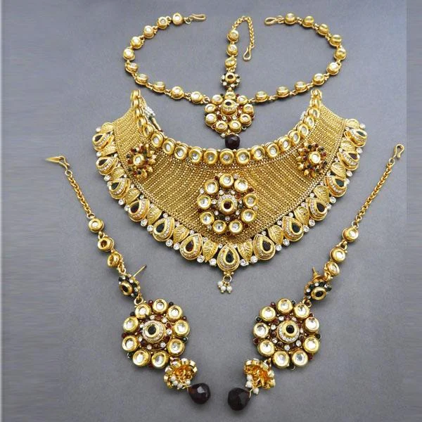 Snake chain women necklaces-Darshana Jewels Kundan Copper Necklace Set With Maang Tikka - FAP0106