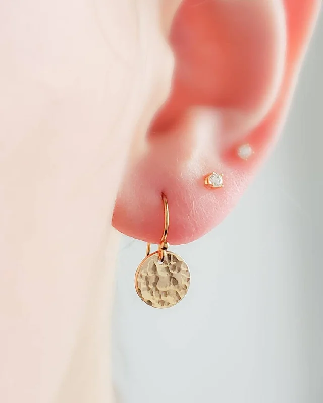 Luxury diamond women earrings-Gold Disk Earrings