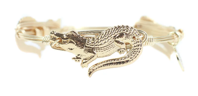 Bridal women bracelets-Gold Alligator Bangle Bracelet