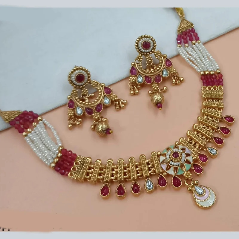 Beautiful women necklaces-Padmawati Bangles Gold Plated Pota Stone Necklace Set