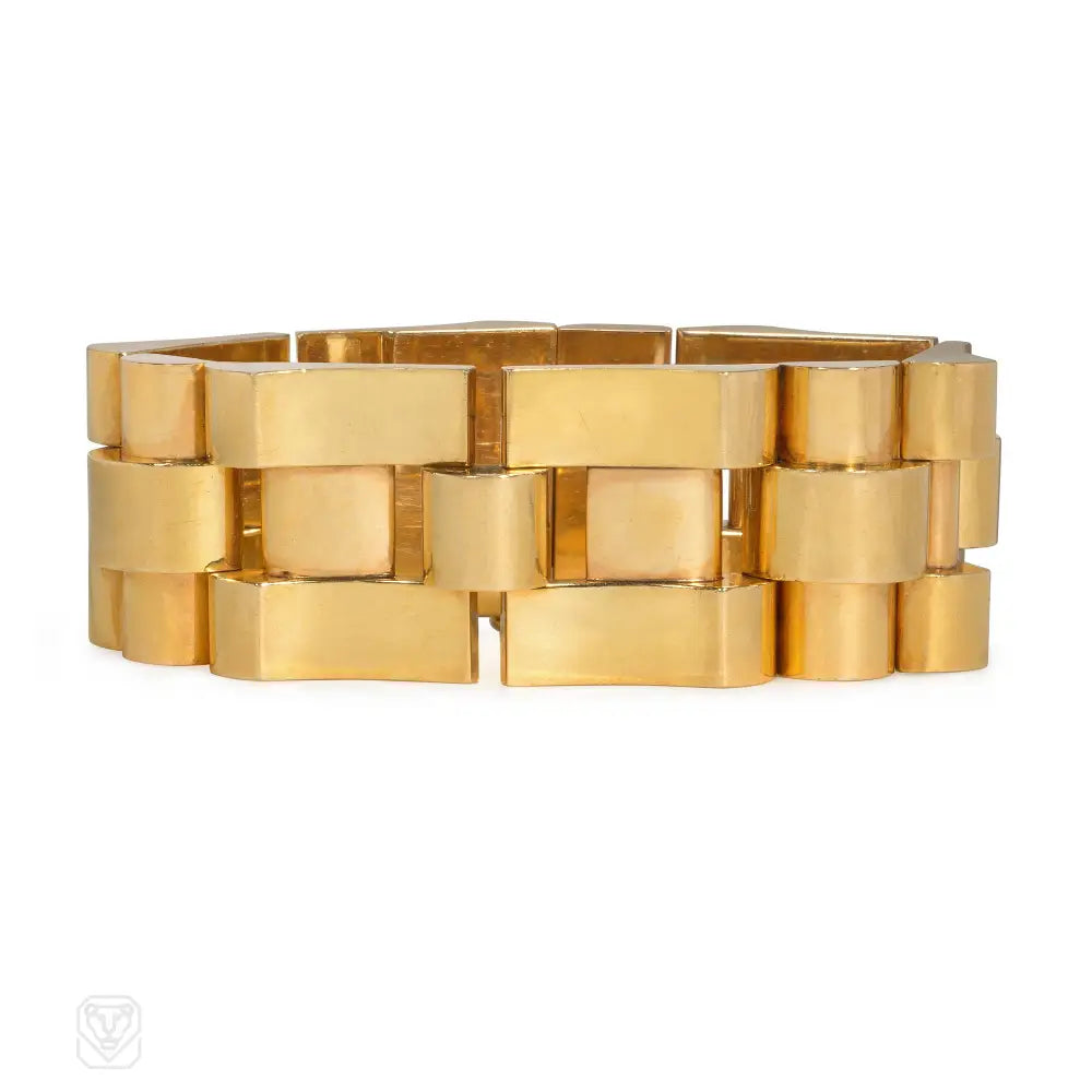 Diamond women bracelets-Retro French geometric tank bracelet