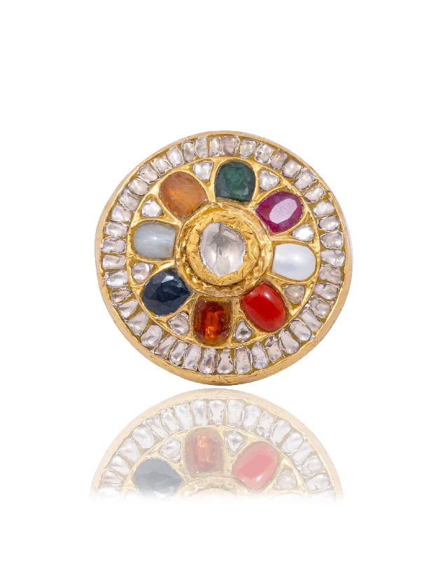 Elegant gemstone women rings-Harley Polki Ring