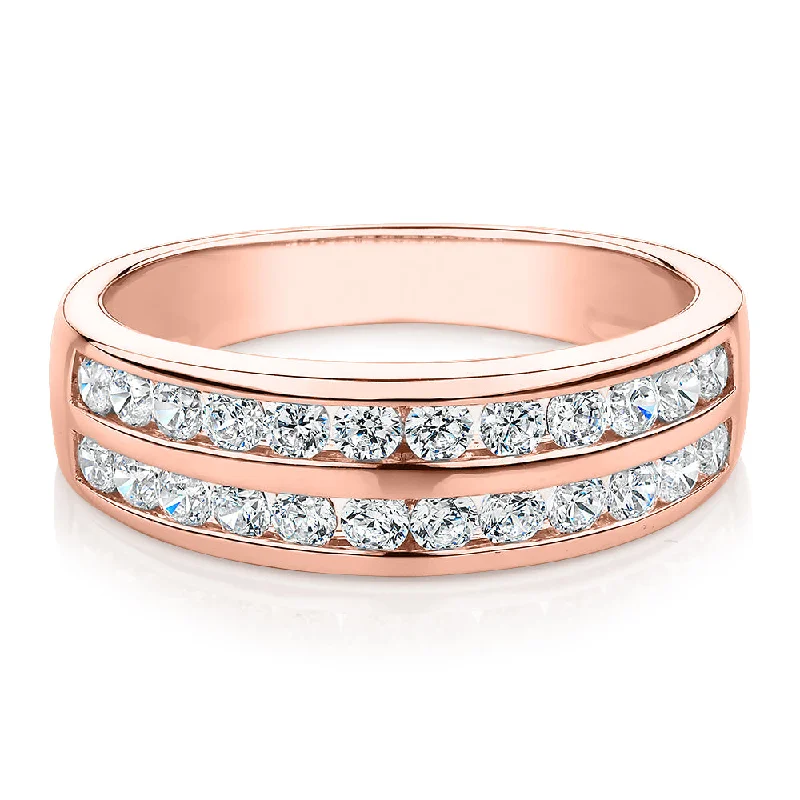 Silver infinity women rings-Dress ring with 0.72 carats* of diamond simulants in 10 carat rose gold