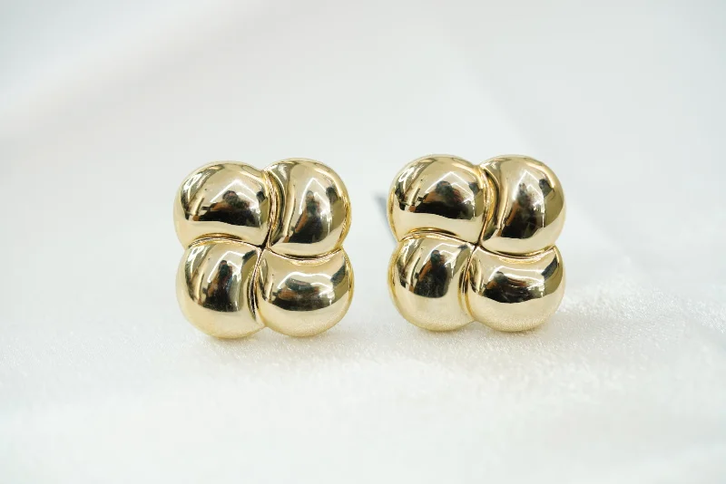 Classic women earrings-14k Flower Clip Earrings