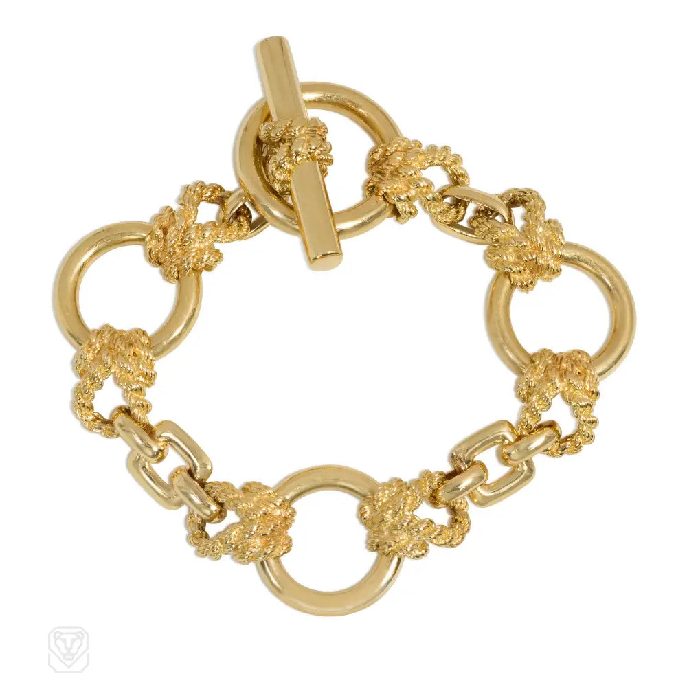 Chunky gold women bracelets-Hermès Audierne gold mariner knot bracelet