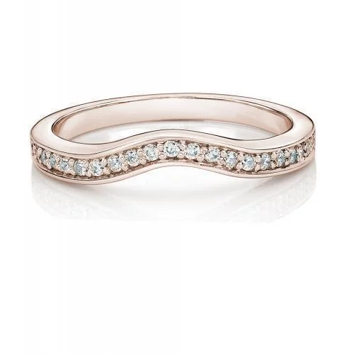 Infinity engagement women rings-Curved wedding or eternity band in 14 carat rose gold