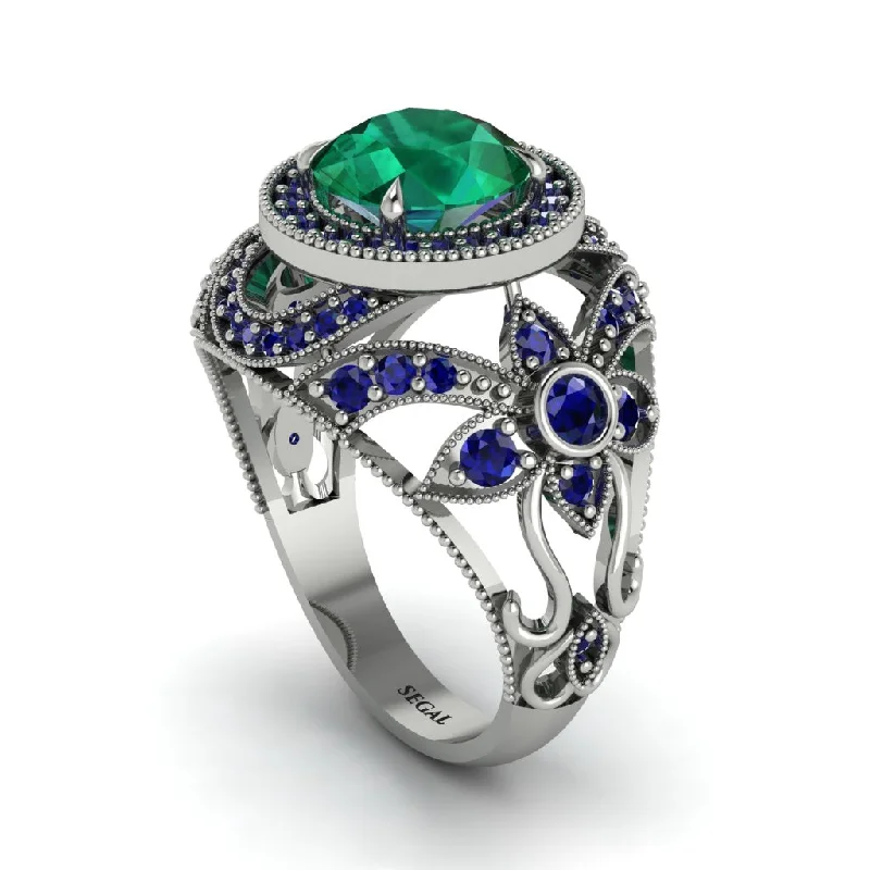 Engagement rings for brides-to-be-Edwardian Gold Engagement Ring Royal Antique With Emerald - Abbie No. 66