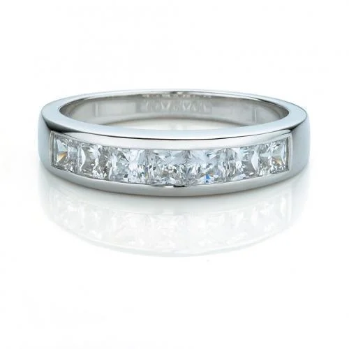 Thin women rings-Wedding or eternity band with 0.91 carats* of diamond simulants in 14 carat white gold