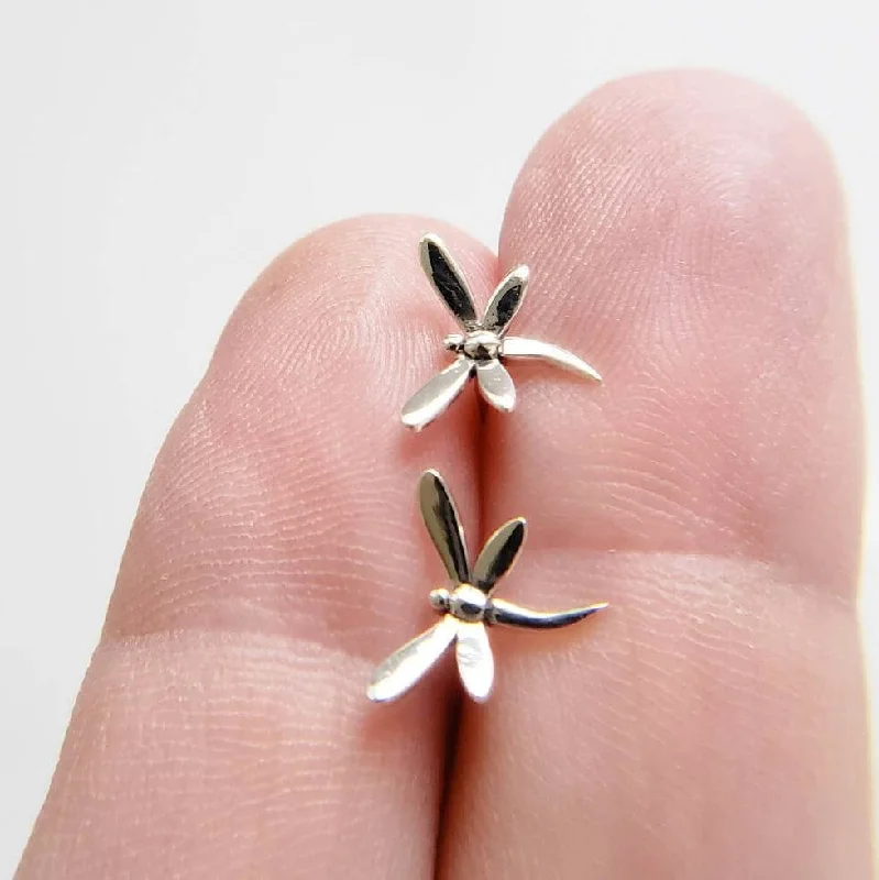 Butterfly women earrings-Tiny Dragonfly Stud Earrings