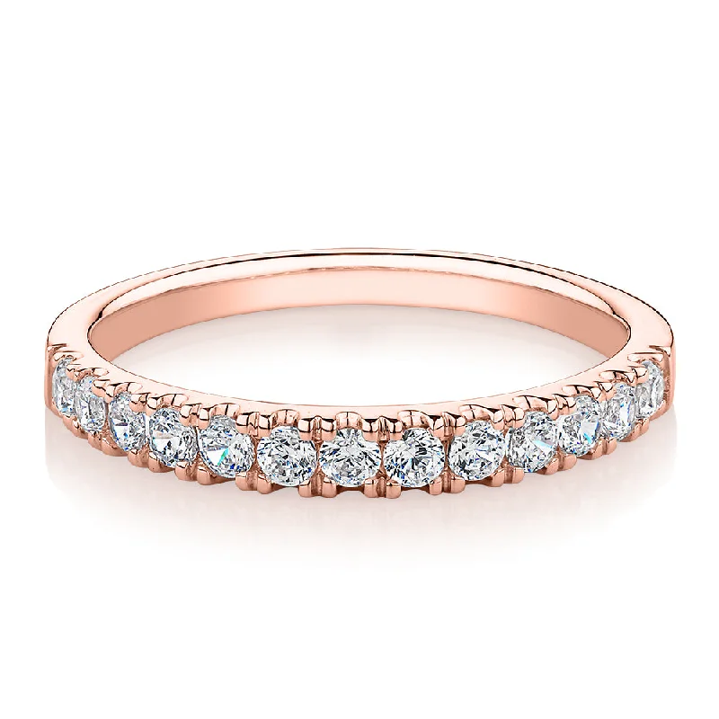 Heart women rings-Wedding or eternity band with 0.39 carats* of diamond simulants in 10 carat rose gold