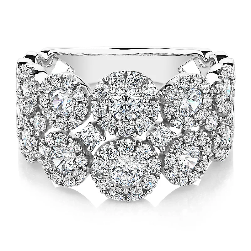 Halo women rings-Celeste Dress ring with 1.87 carats* of diamond simulants in 10 carat white gold