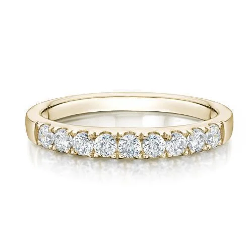 Elegant women rings-Wedding or eternity band with 0.54 carats* of diamond simulants in 14 carat yellow gold