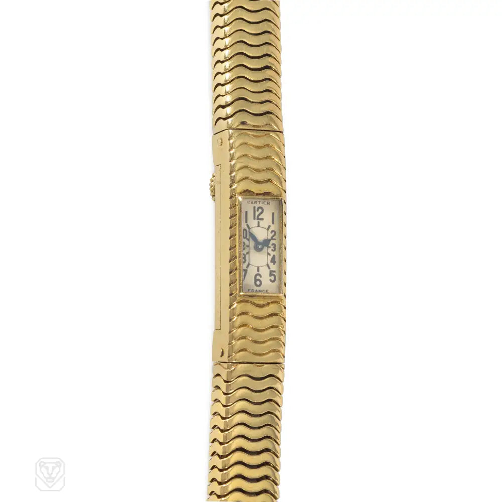 Modern charm women bracelets-Cartier, France Retro gold box-chain watch bracelet