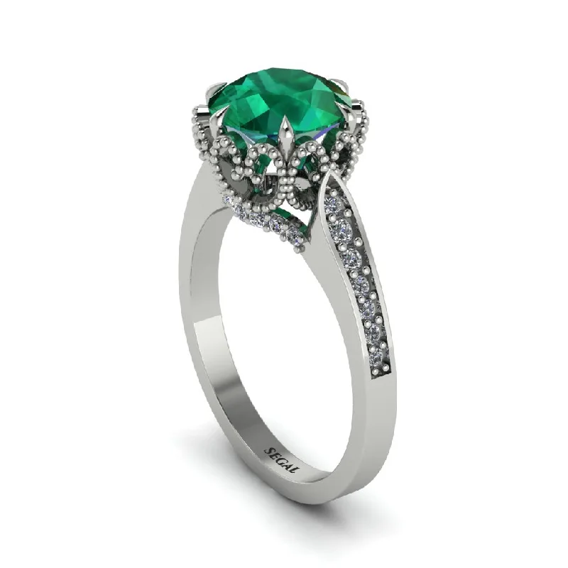 Engagement rings with modern cuts for women-Emerald Milgrain Engagement Ring - Yara No. 6