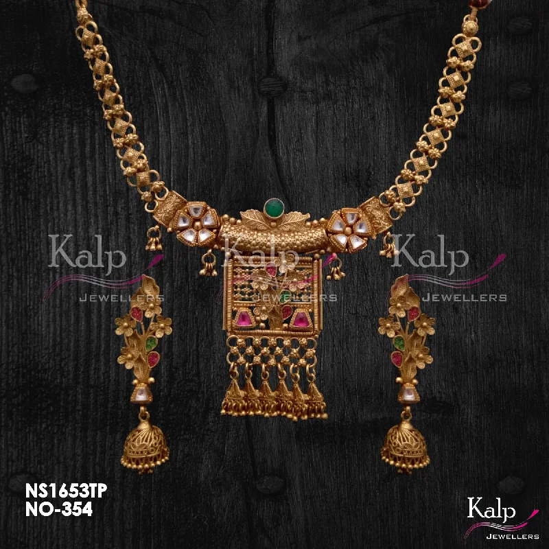 Classic pendant women necklaces-Kalp Jewellers Copper Gold Plated Necklace Set