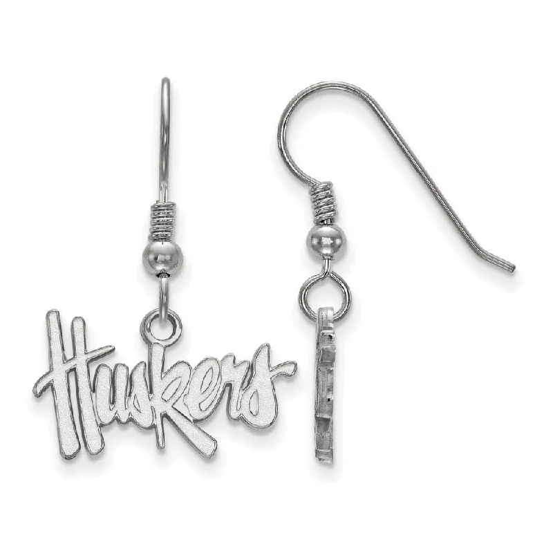 Twisted women earrings-Sterling Silver University of Nebraska Small Dangle Earrings