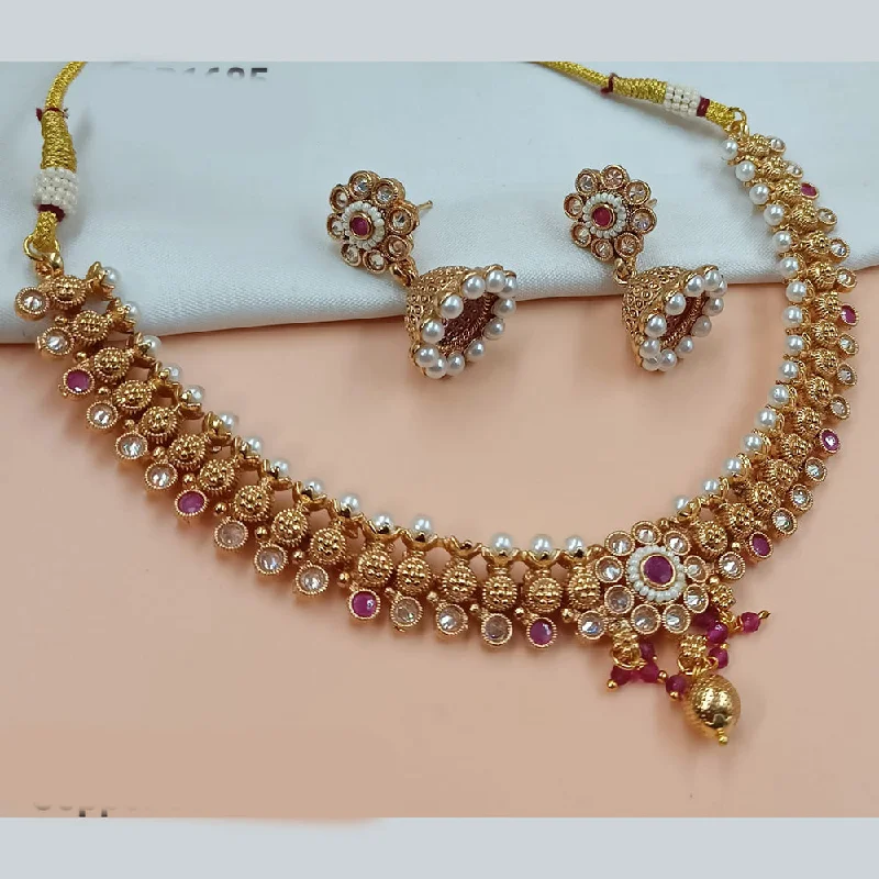 Amethyst women necklaces-Padmawati Bangles Gold Plated Crystal Stone Necklace Set