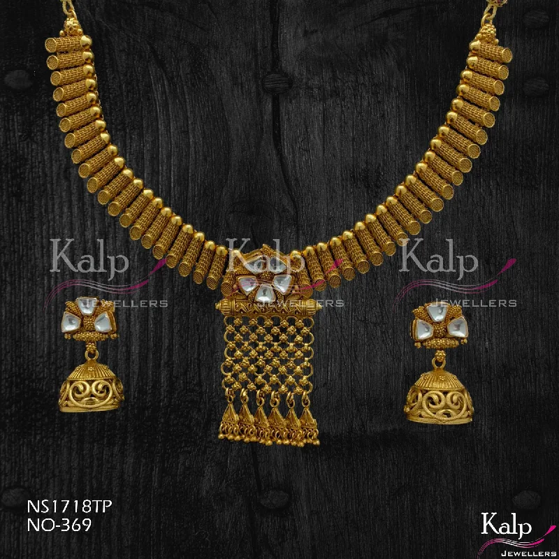 Metal women necklaces-Kalp Jewellers Copper Gold Plated Necklace Set