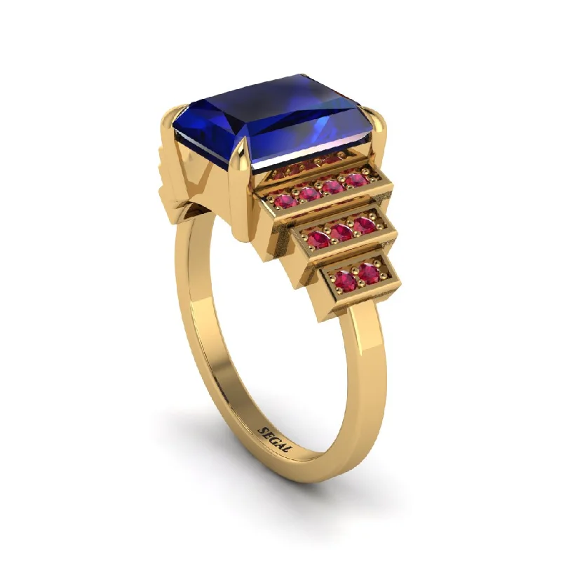 Engagement rings with lab-grown diamonds for women-Unique Geometric Radiant Sapphire Engagement Ring - Wilma No. 58