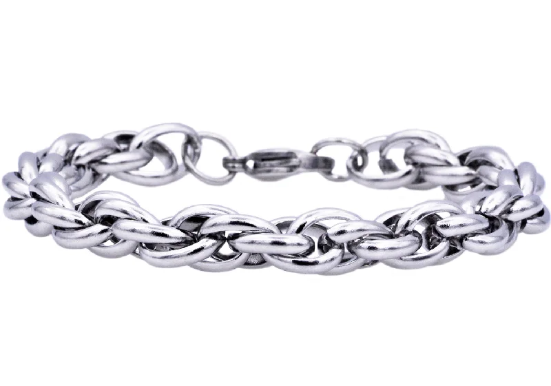 Modern bangle bracelets for women-Mens Stainless Steel Rope Link Chain Bracelet